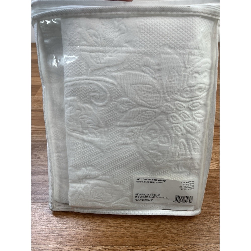 The Company Store Putnam Matelasse Pillow Sham in White Standard Size NEW